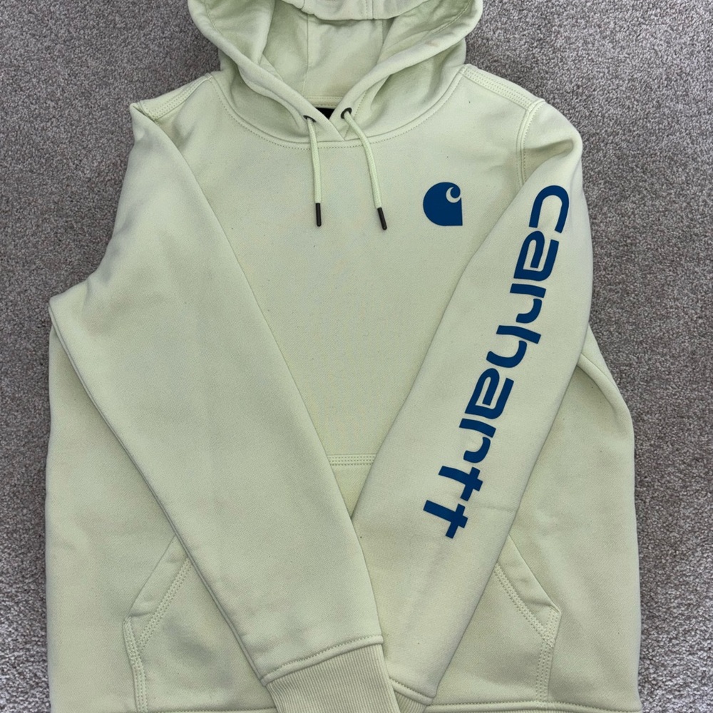 Carhartt Light Green/Yellow Hoodie with Blue Logo